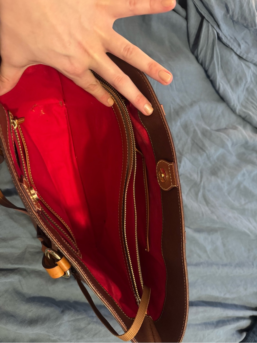 Dooney & Bourke Chocolate Brown Leather Tote with Braided Straps - Picture 4 of 4
